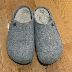 Birkenstock Light Gray Wool Slippers